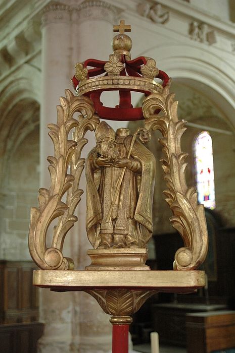 bâton de procession de confrérie : saint Didier céphalophore