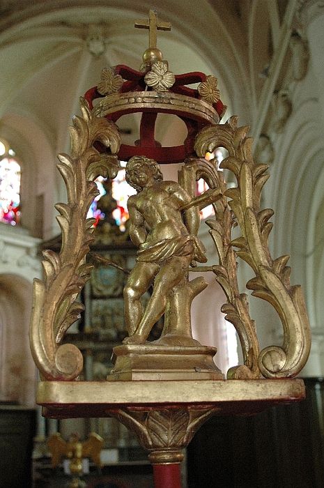 bâton de procession de confrérie : saint Sébastien