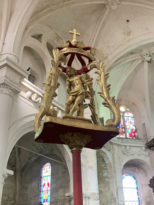 bâton de procession de confrérie : saint Sébastien