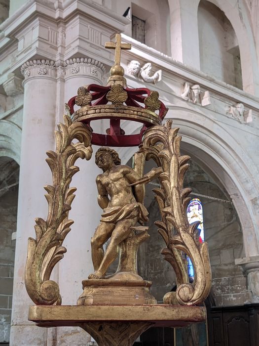 bâton de procession de confrérie : saint Sébastien