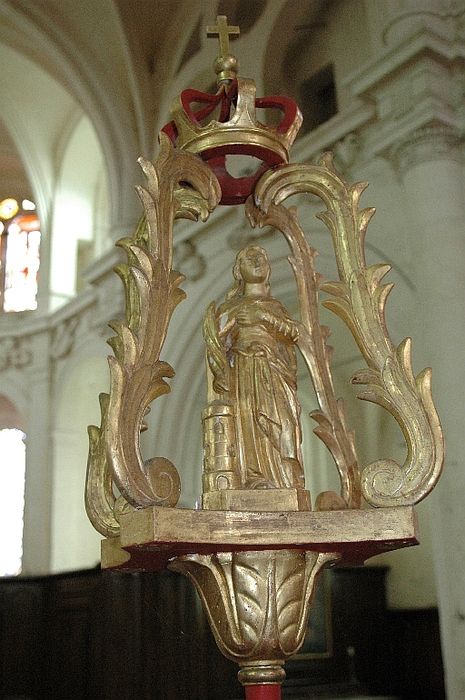 bâton de procession de confrérie : sainte Barbe