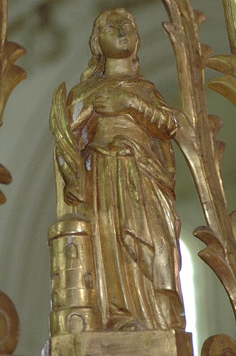 bâton de procession de confrérie : sainte Barbe