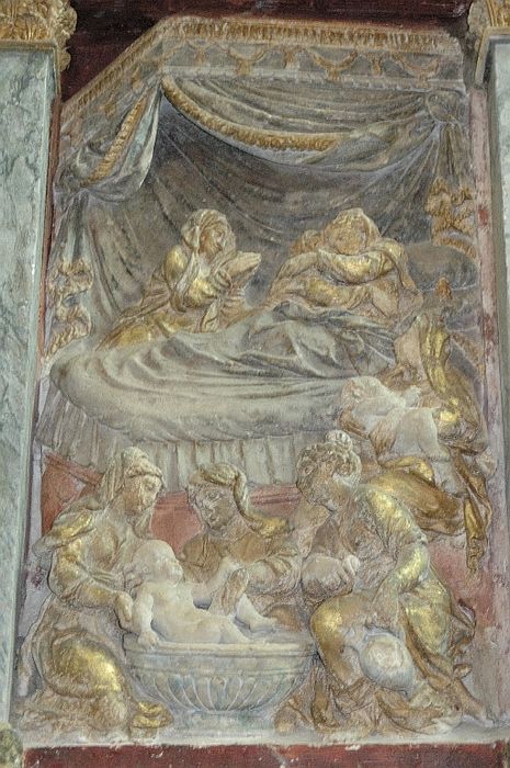 retable du maître-autel, détail d’un bas-relief : Nativité