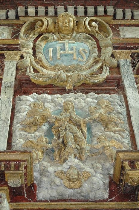 retable du maître-autel, détail d’un bas-relief : Assomption de la Vierge