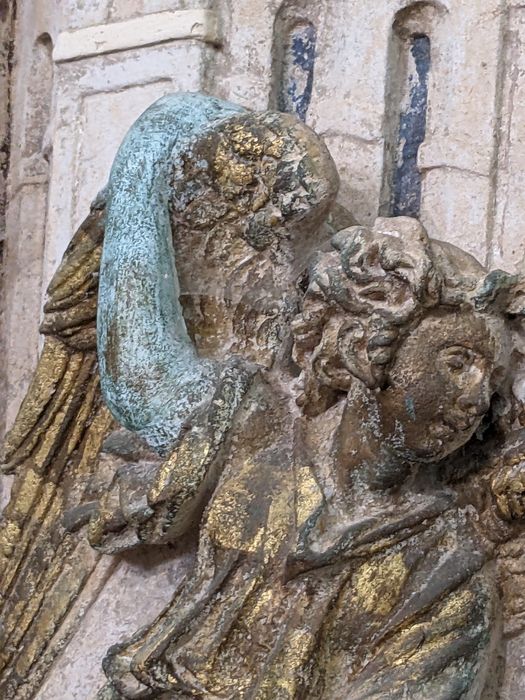 retable du maître-autel, détail d’un bas-relief : Annonciation