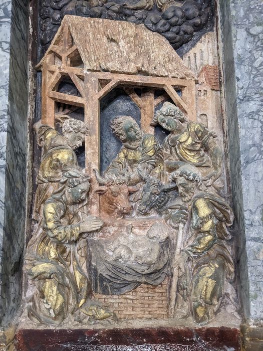 retable du maître-autel, détail d’un bas-relief : Adoration des bergers