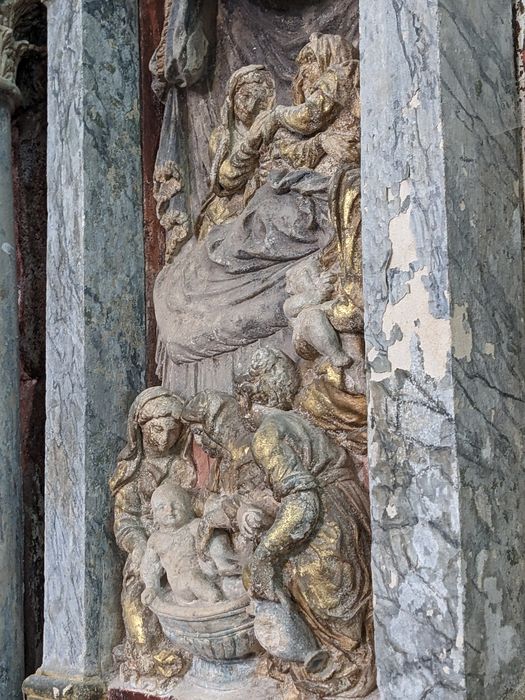 retable du maître-autel, détail d’un bas-relief : Nativité