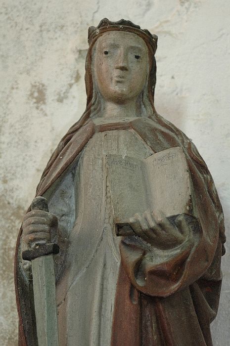 statue : sainte Catherine d'Alexandrie, vue partielle