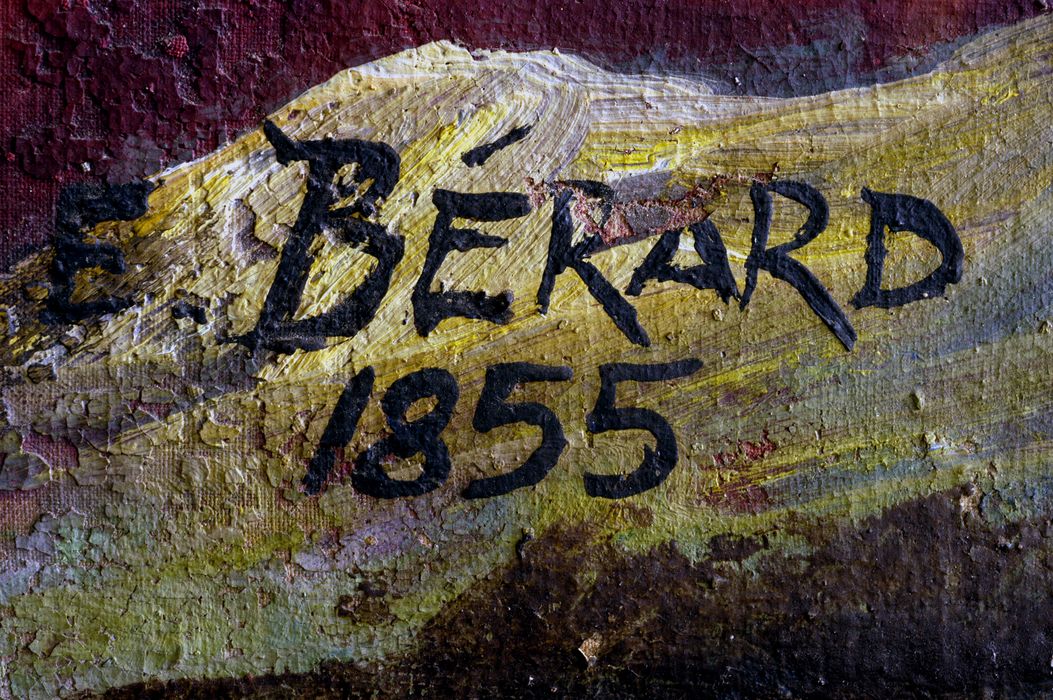 Tableau : Le baptême du Christ, détail de la signature « É. BÉRARD / 1855 » en bas à droite