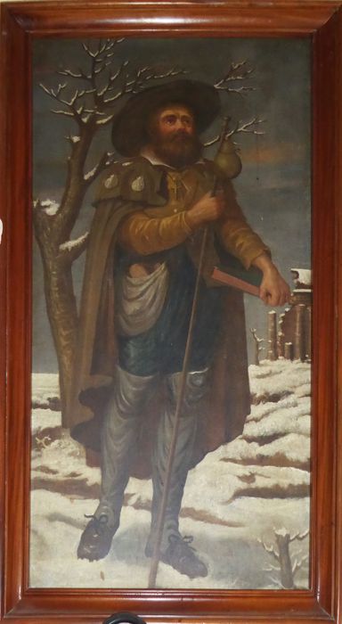 Tableau : Saint Jacques en pèlerin dans la neige, vue générale