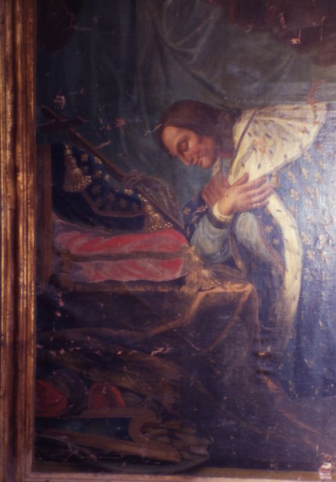 Tableau : Saint Louis adorant la croix ou Le Vœu de Louis XIII, détail de saint Louis (?) ou Louis XIII (?) en prière