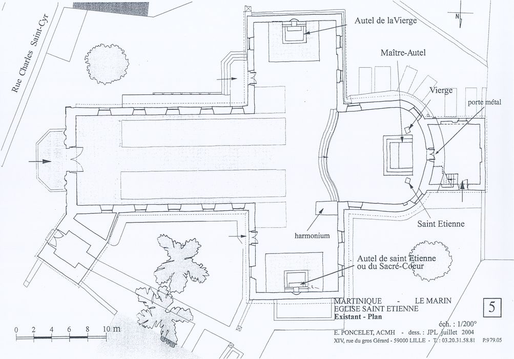 Église. Plan, Étienne Poncelet, architecte des Monuments Historiques, juillet 2004.