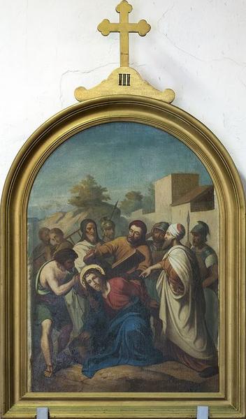 station du chemin de croix : Jésus tombe pour la première fois sous le poids de la croix