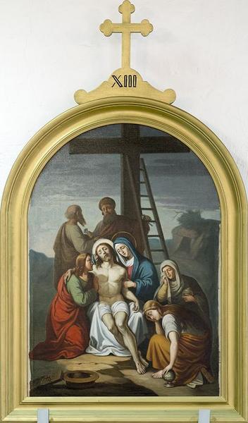 station du chemin de croix : Jésus est détaché de la croix et son corps est remis à sa mère
