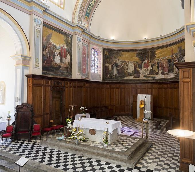 boiseries du choeur : lambris de revêtement et stalles, vue générale