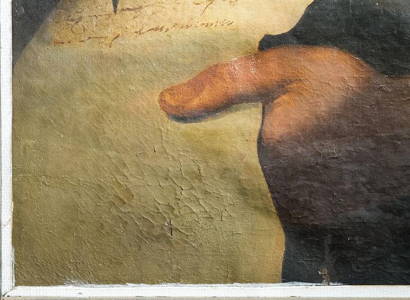 fragment de tableau : saint Jérôme, détail - © Ministère de la Culture (France), Conservation des antiquités et objets d'art de La Réunion, tous droits réservés