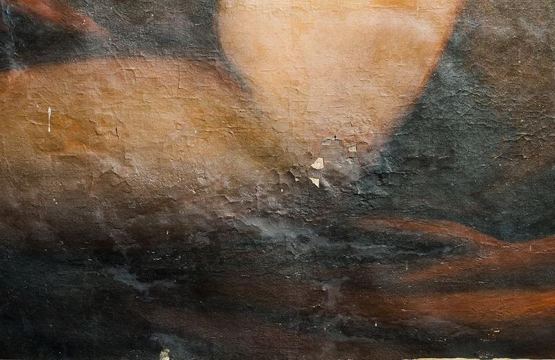 fragment de tableau : saint Jérôme, détail - © Ministère de la Culture (France), Conservation des antiquités et objets d'art de La Réunion, tous droits réservés