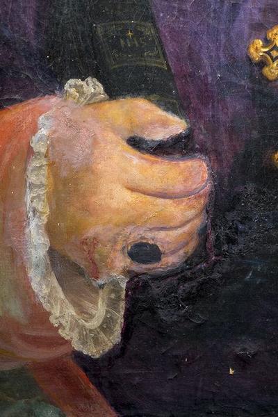 tableau : portrait d'Amand René Maupoint, évêque de 1857 à 1871, détail - © Ministère de la Culture (France), Conservation des antiquités et objets d'art de La Réunion, tous droits réservés