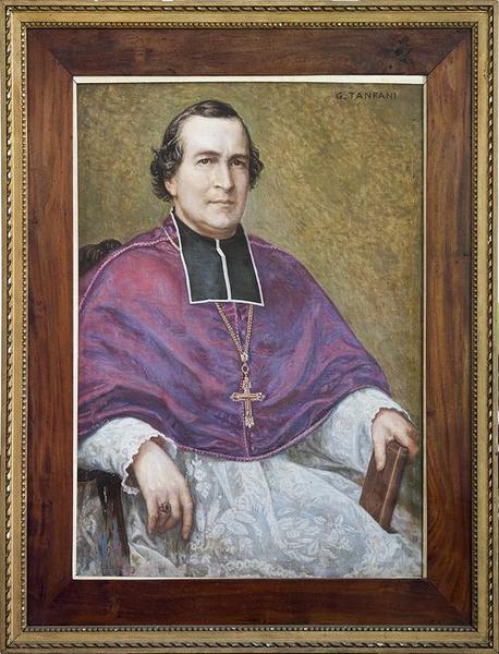 tableau : portrait d'un évêque, vue générale - © Ministère de la Culture (France), Conservation des antiquités et objets d'art de La Réunion, tous droits réservés