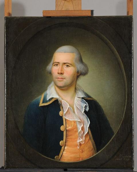 tableau et cadre : portrait présumé de Raoul de la Picardière, vue générale