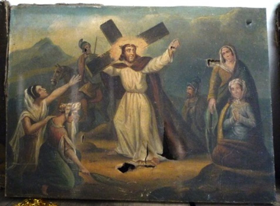 Tableau : Chemin de Croix, station 8, Jésus console les filles de Jérusalem - © Ministère de la Culture (France), Conservation des antiquités et des objets d'art de Corse, tous droits réservés