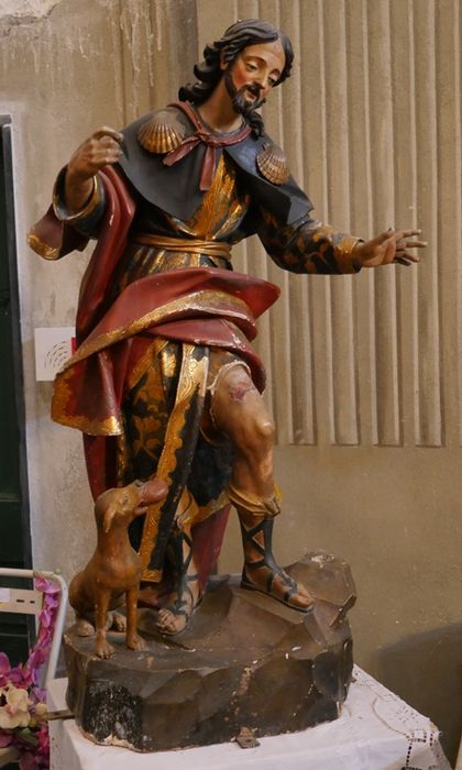 Statue de procession Saint-Roch - © Ministère de la Culture (France), Conservation des antiquités et des objets d'art de Corse, tous droits réservés