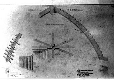 Croquis par Serrurier, coupe de la charpente